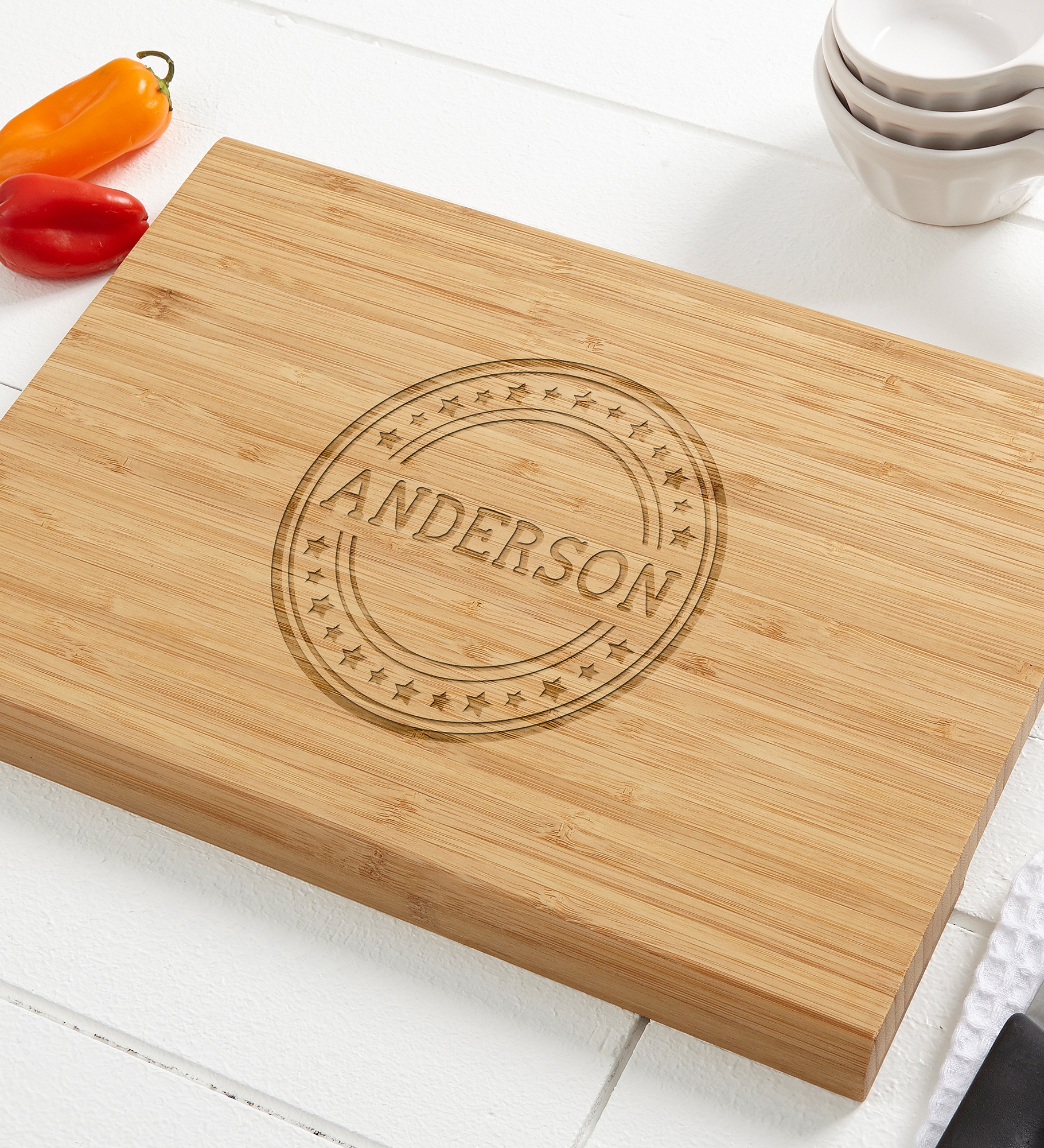 Patriotic Plaid Personalized Bamboo Cutting Board
